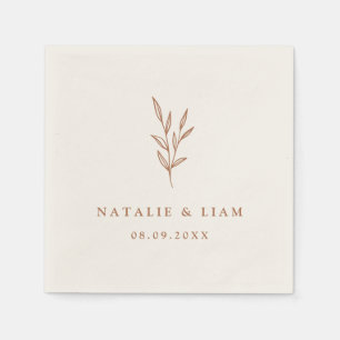 Enkelt botaniskt bränt Orange Bröllop Napkins Pappersservett