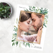 Enkelt botaniskt ett foto Bröllop Tack