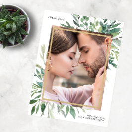 Enkelt botaniskt ett foto Bröllop Tack Vykort