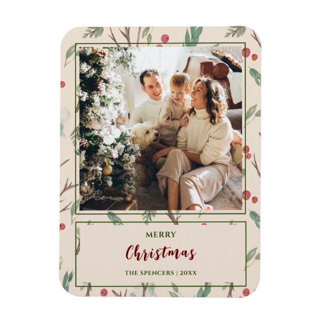 Enkelt botaniskt foto från Mönster God jul Magnet (Vertikal)