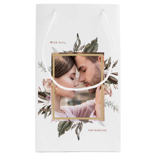 Enkelt botaniskt foto och Namn Small Gift Bag (Baksidan)