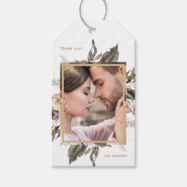 Enkelt botaniskt med Märkrna Photo och Namn Gift Presentetikett