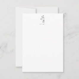 Enkelt botaniskt monogram Minimal Boho Bröllop Tack Kort