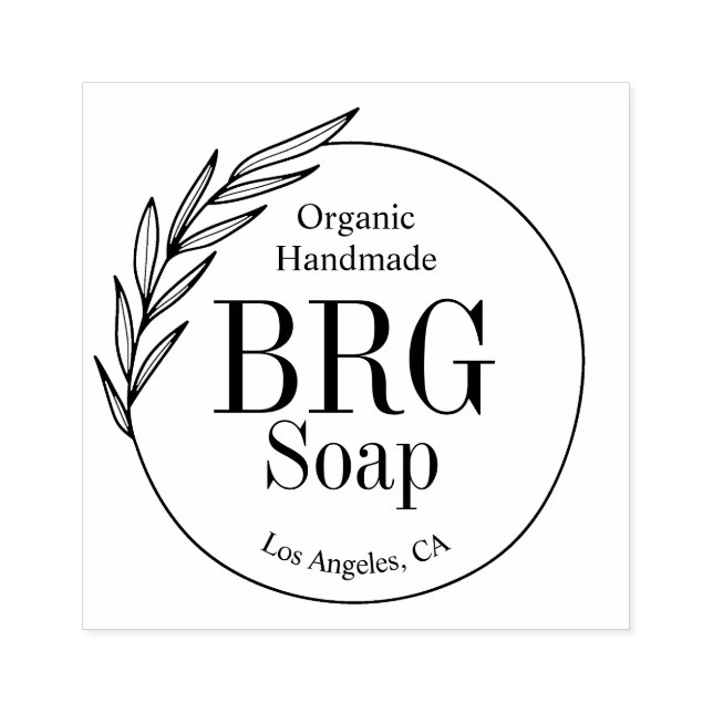 Enkelt botaniskt monogram organiskt handgjord tvål stämpel (Tryck)