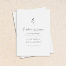 Enkelt botaniskt skript Svartvit Boho Bröllop