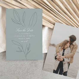 Enkelt botaniskt Stem Grönt Bröllop spara datum Inbjudningar