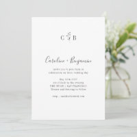 Enkelt botaniskt svart Monogram Boho Bröllop