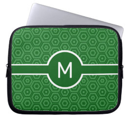 Enkelt Brev-monogram på Grönt Hexagons Laptop Fodral