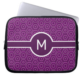 Enkelt Brev-monogram på Lila Hexagons Laptop Fodral