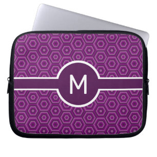 Enkelt Brev-monogram på Lila Hexagons Laptop Fodral