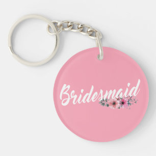 Enkelt Bridesmaid Bröllop Calligraphy Nyckelkedj