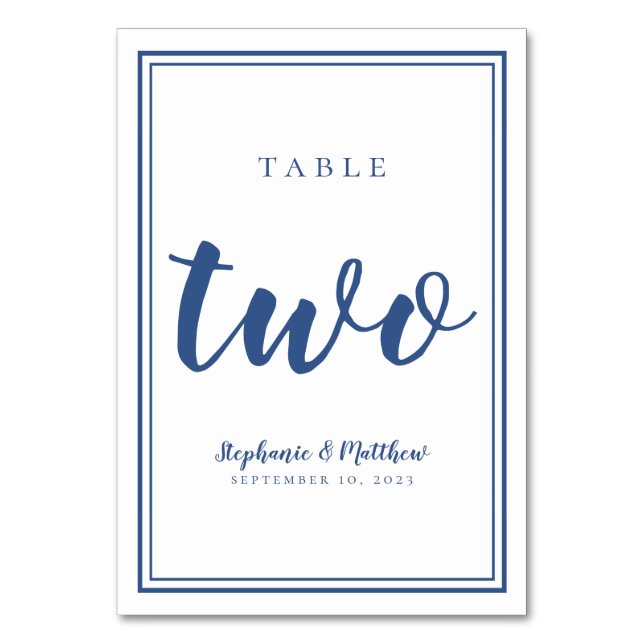 Enkelt Bröllop Blue & White Bordsnummer två (Framsidan)