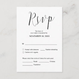 Enkelt Bröllop-kalligrafi, svart, Middag OSA Tilläggskort