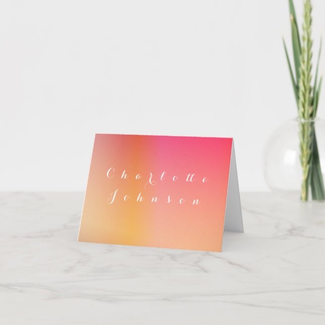 Enkelt Bröllop Modern Sunset Ombre Namn Place Card Kort (Framsida)