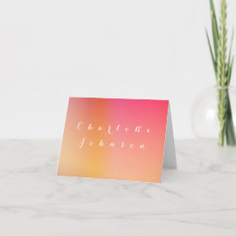 Enkelt Bröllop Modern Sunset Ombre Namn Place Card Kort