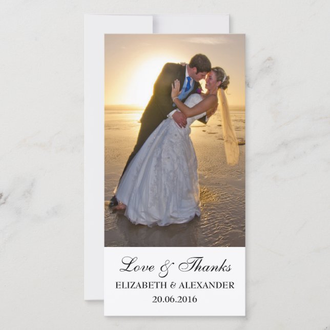 Enkelt Bröllop Tack-fotokort Tack Kort (Framsida)