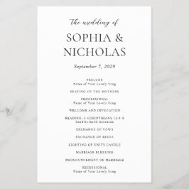 Enkelt Bröllopsprogram för svartvit budget