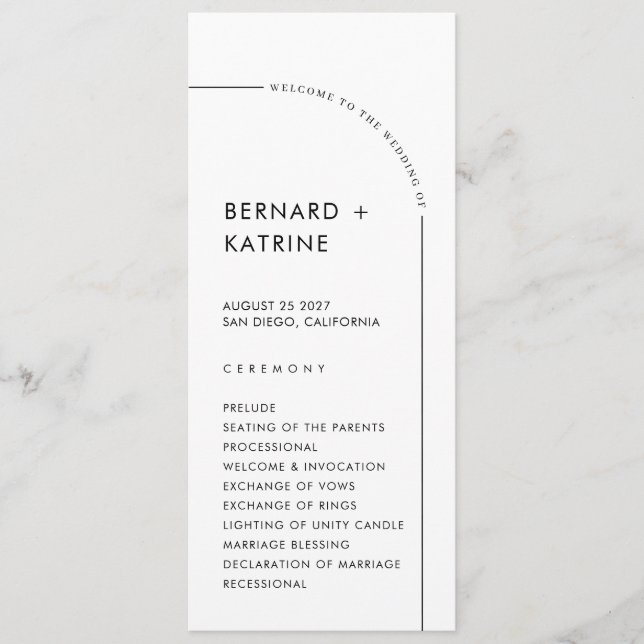 Enkelt Bröllopsprogram Program (Framsida)