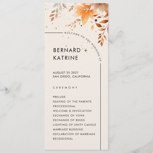 Enkelt Bröllopsprogram Program (Framsida)