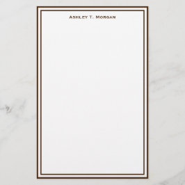 Enkelt brun vit Personlig Stationery Brevpapper
