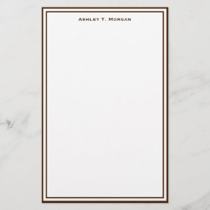 Enkelt brun vit Personlig Stationery Brevpapper