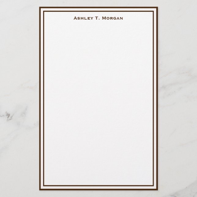 Enkelt brun vit Personlig Stationery Brevpapper (Framsida)