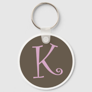 Enkelt bruna & rosa Keychain "K ", Nyckelring