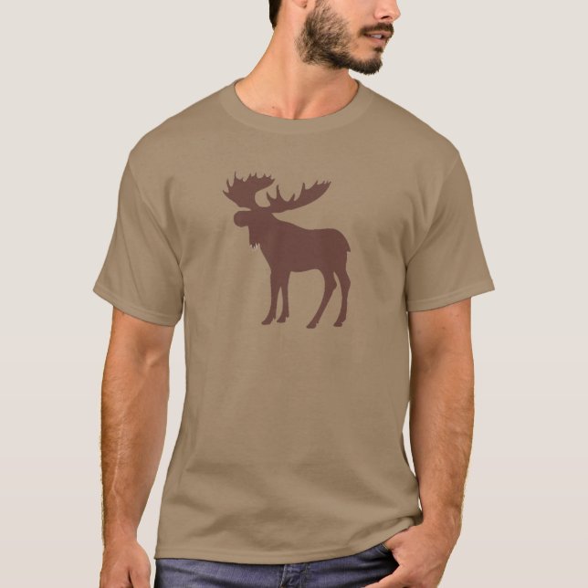 Enkelt brunt älgsymbol t shirt (Framsida)
