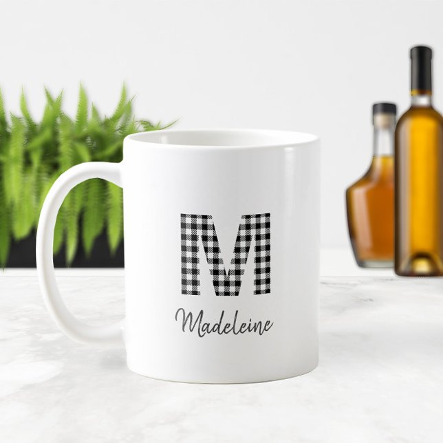 🖤 enkelt Buffalo Play Monogram Kaffemugg (🖤 Simple Buffalo Plaid Monogram Coffee Mug
)