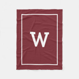 Enkelt Burgundy Red Initial Monogram Fleecefilt