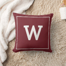 Enkelt Burgundy Red Initial Monogram Kudde
