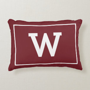 Enkelt Burgundy Red Initial Monogram Prydnadskudde