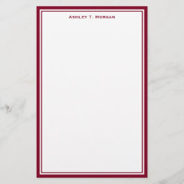 Enkelt Burgundy White Personlig Stationery Brevpapper