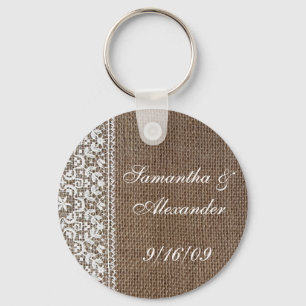 Enkelt Burlap och snöre Nyckelring