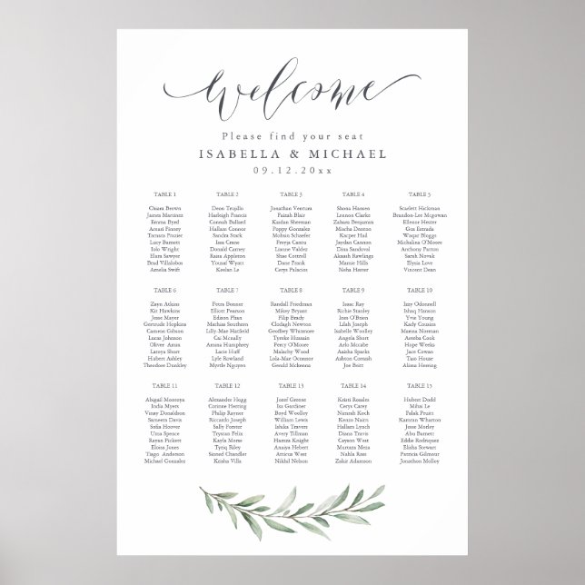 Enkelt calligrafiskt Rustic Grey-sittdiagram Poster (Framsidan)
