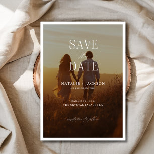 Enkelt Calligraphy Elegant bröllop Overlay Photo Spara Datumet