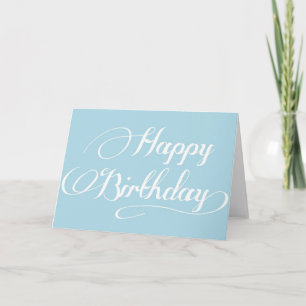 Enkelt Calligraphy Light Blue Grattis på födelseda Kort