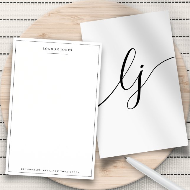 Enkelt Calligraphy Personlig Monogram Brevpapper (Skapare uppladdad)