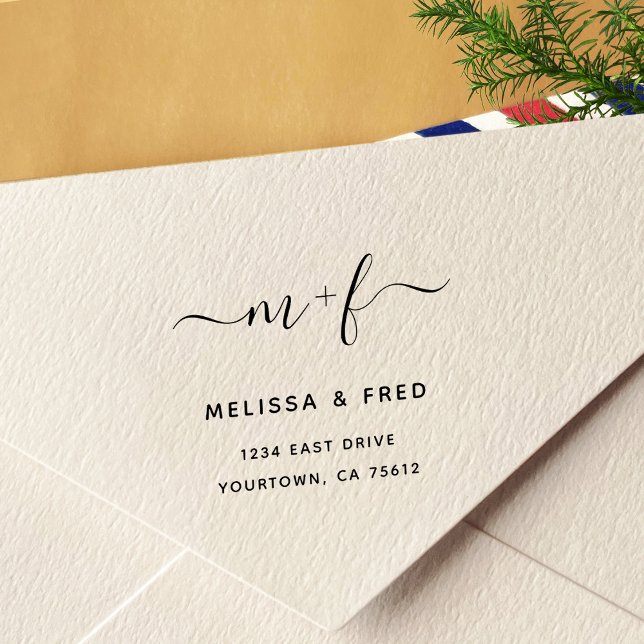 Enkelt Calligraphy Returadress Self-Inking Stam Självfärgande Stämpel (Skapare uppladdad)