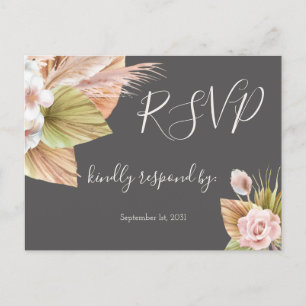 Enkelt Calligraphy Rustic Blommigt Bröllop OSA Pos Vykort