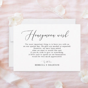 Enkelt Calligraphy Rustic Honeymoon Wish Tilläggskort