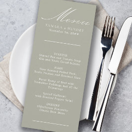 Enkelt Calligraphy Sage Grönt Bröllop Menu Meny