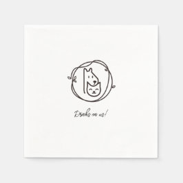 Enkelt Cat and Hund Line Art-cocktail Napkin Pappersservett