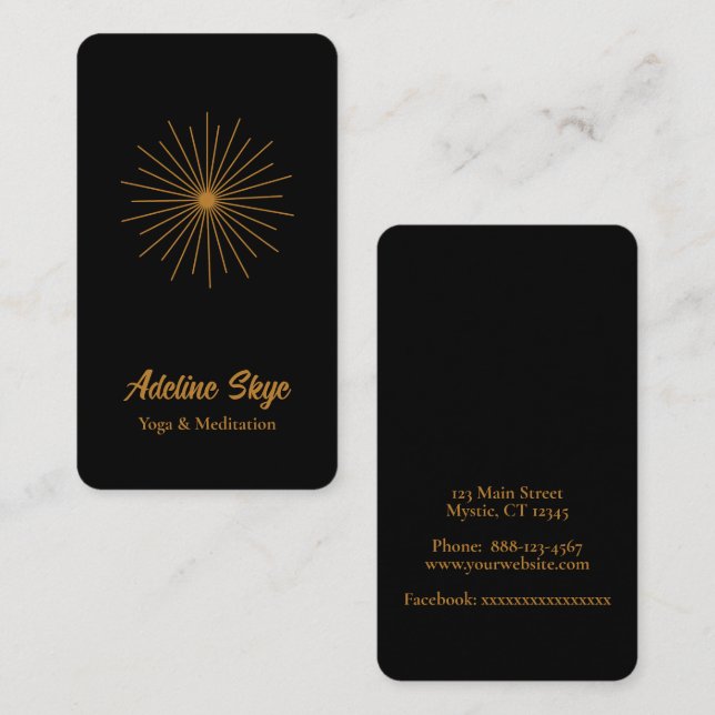 Enkelt celestial sol visitkort (Fram/baksida)