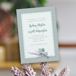 Enkelt Ceremony Eucalyptus Löv Bröllop Inbjudningar