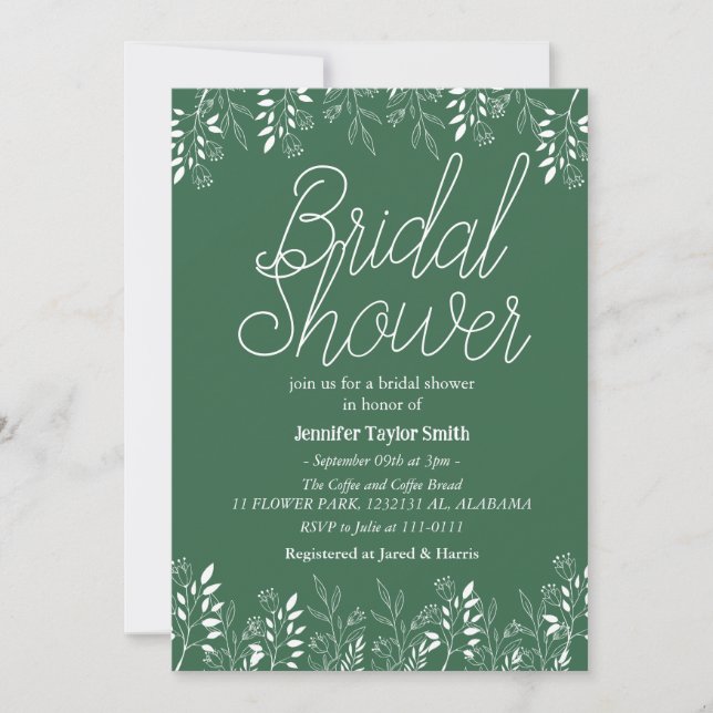 enkelt & chic blommig Bröllopsdusch för vildblomma Inbjudningar (Framsida)