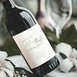 Enkelt Chic Bröllop Humor Pearl White ID1046 Vinflaska Etikett