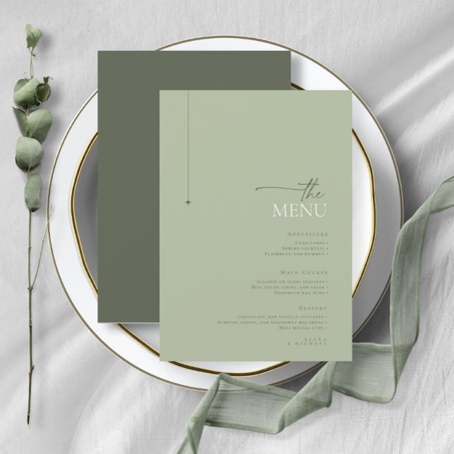 Enkelt Chic Bröllop Menu Sage Grönt ID1046 (Skapare uppladdad)