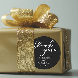 Enkelt Chic Svart Bröllop Runt Klistermärke