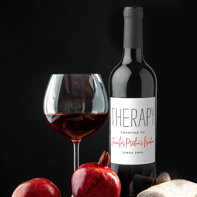 Enkelt Chic Svart Och Vitt Skilsmässa Humor Namn Vinflaska Etikett (Skapare uppladdad)